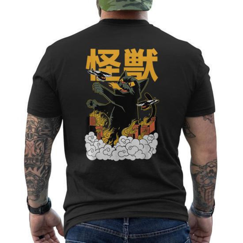 Catzilla Angry Kaiju Anime Cat Monster T Shirt Back Print